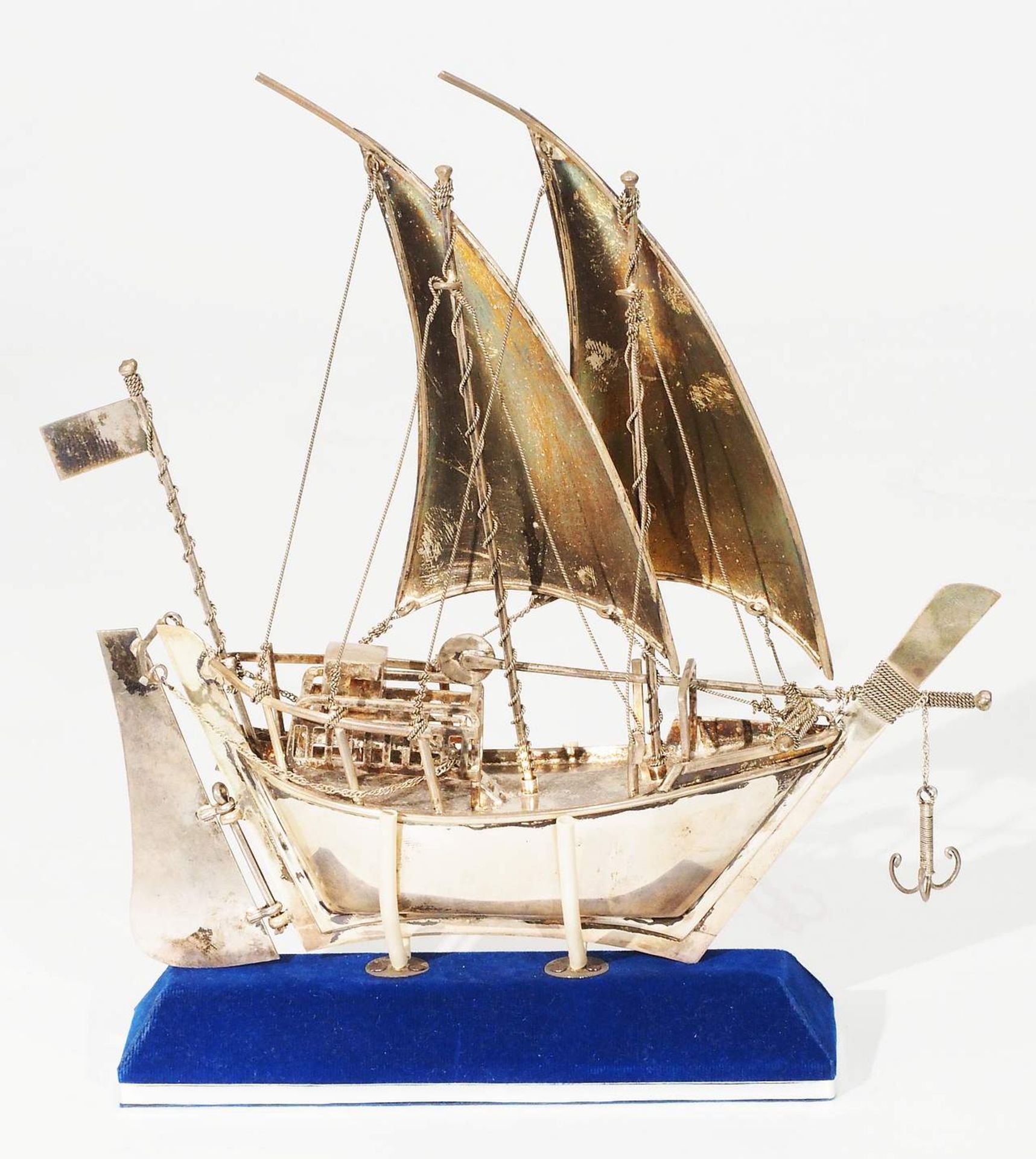 Miniaturschiff, "Dubai Dhow Dau", 20. Jahrhundert. 925er Sterlingsilber - Image 5 of 7