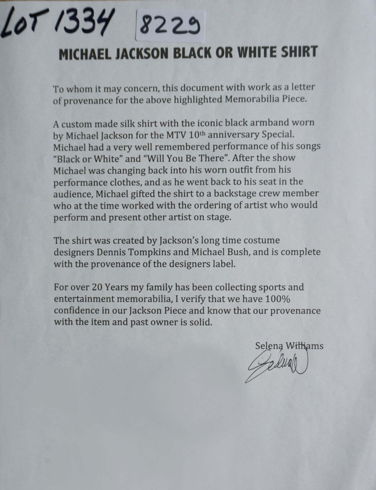 1 Hemd "lt. Dokument getragen von MICHAEL JACKSON "Black or White-Shirt" z.T. mit Seide - Bild 2 aus 2