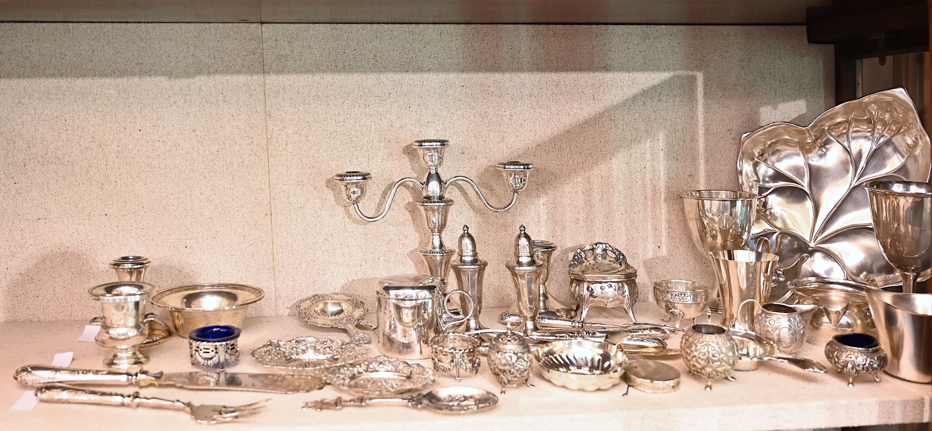 1 Konv. Silberobjekte 800/Sterling u.a., z.T. England versch. Marken: Kerzenständer Frank M. WHITING - Bild 2 aus 2