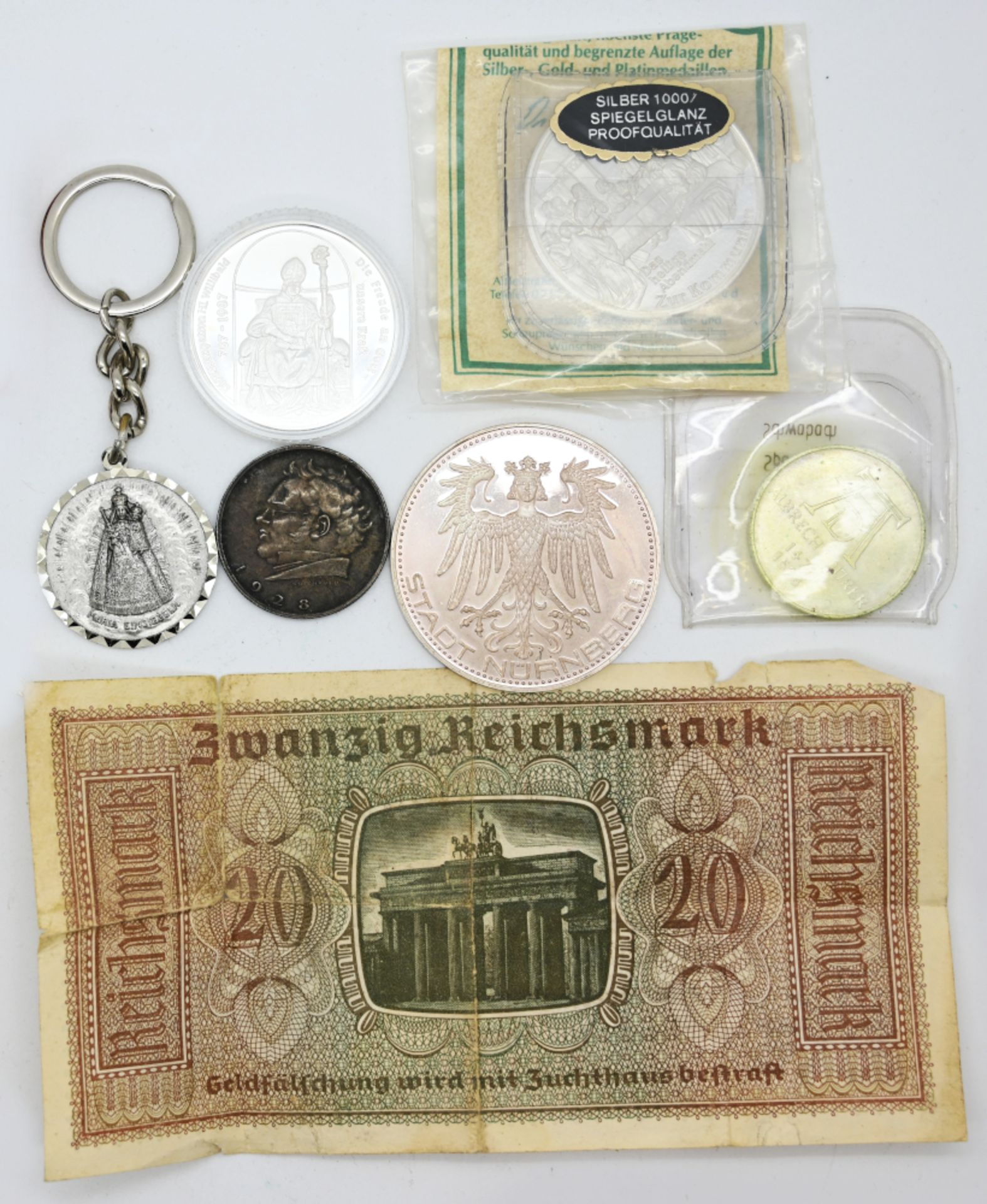 1 Konv. Münzen/Medaillen Si. u.a. "Nürnberg" u.a. je Asp./Gsp.