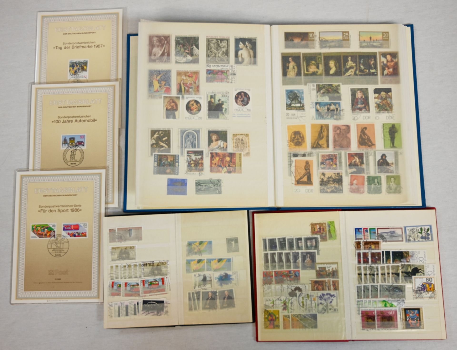 28 Briefmarkenalben BRD, Alle Welt und ca. 16 Alben ETB's ab 1974 sowie lose, z.T. ber./Asp.