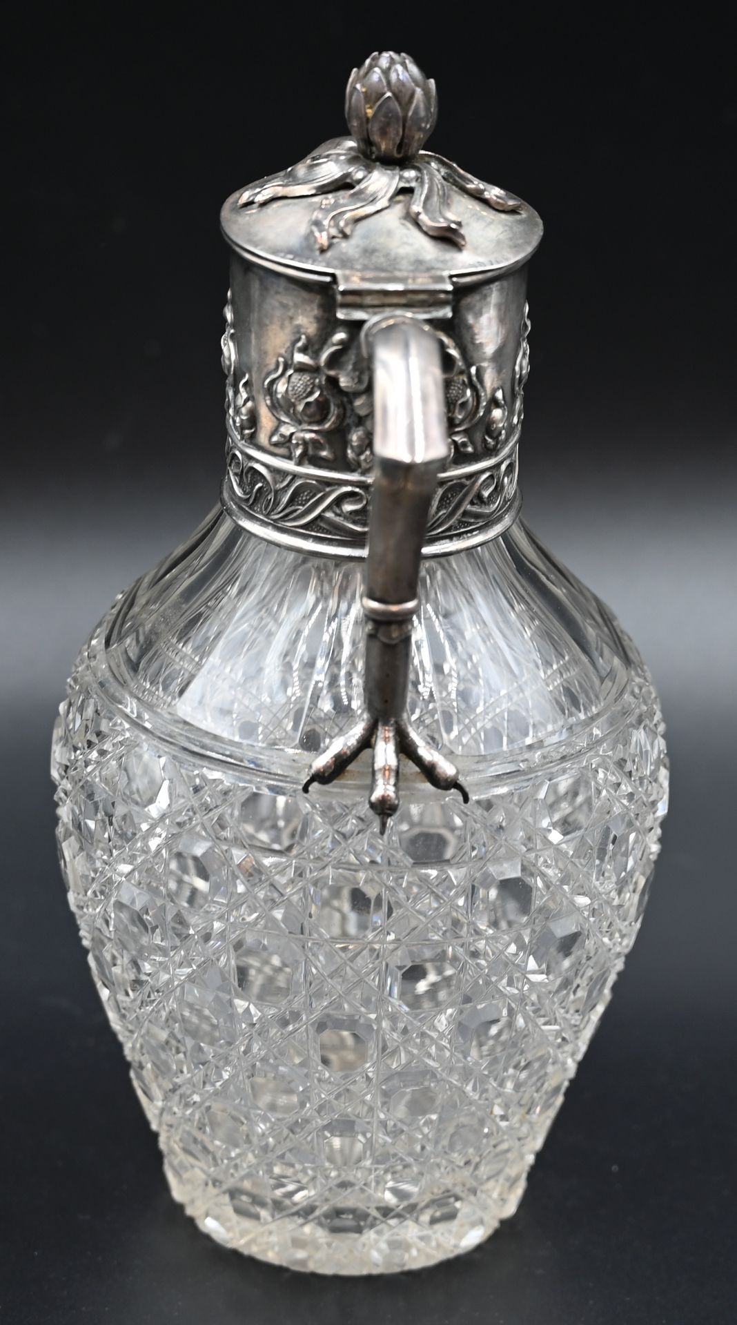 1 Kanne Glas mit Silbermontierung WILKENS 800, Pflanzen-/Krallenverzierung, Höhe ca. 24cm - Bild 2 aus 2