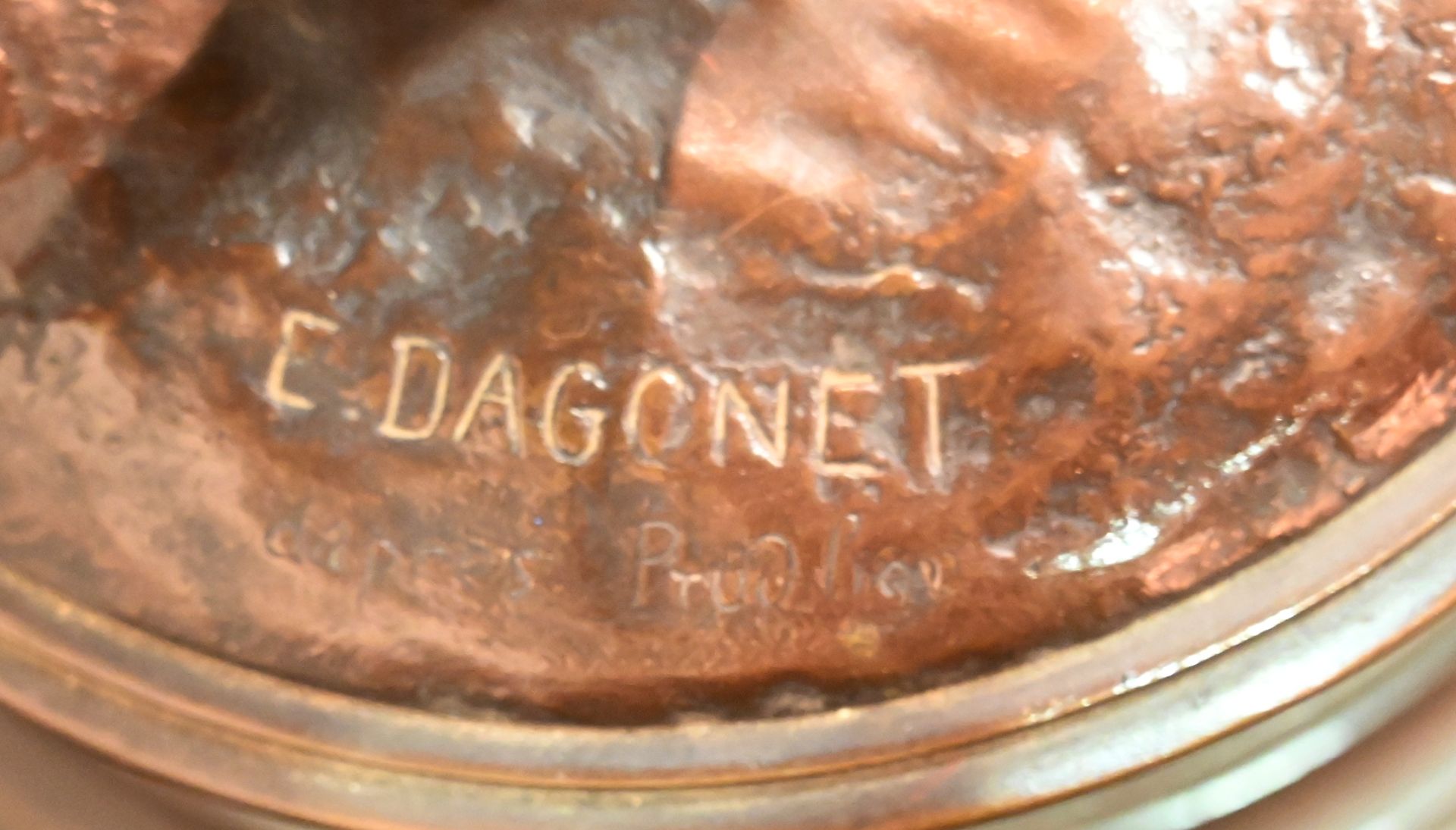 1 Skulptur Bronze patiniert/am Sockel signiert E. DAGONET (wohl Ernest D. 1856-1926) - Bild 6 aus 6