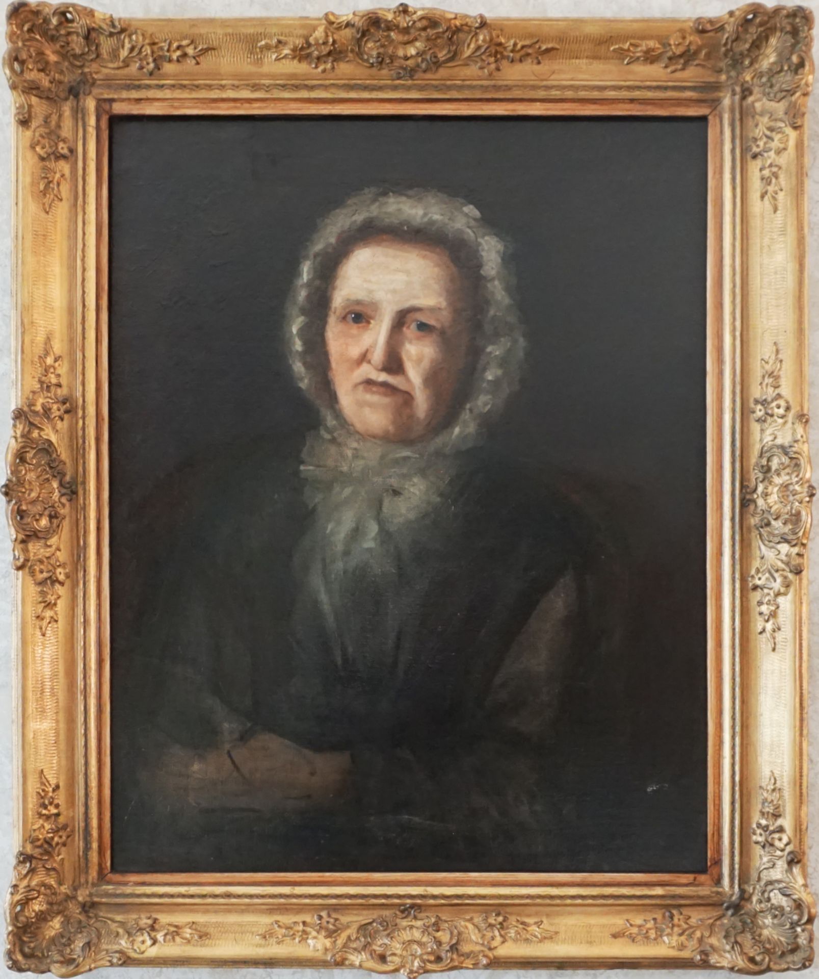 1 Ölgemälde Damenportrait "Grossmutter" Mitte 19. Jh., - Bild 2 aus 3