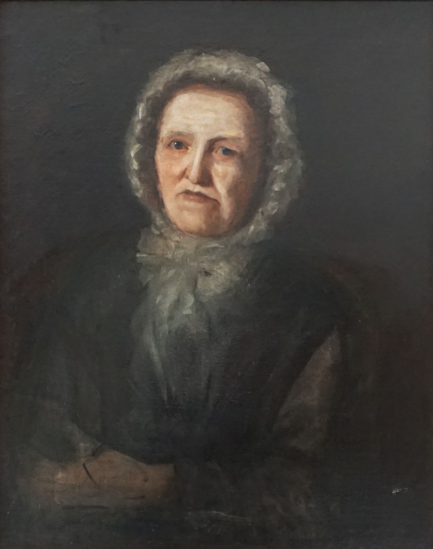 1 Ölgemälde Damenportrait "Grossmutter" Mitte 19. Jh.,