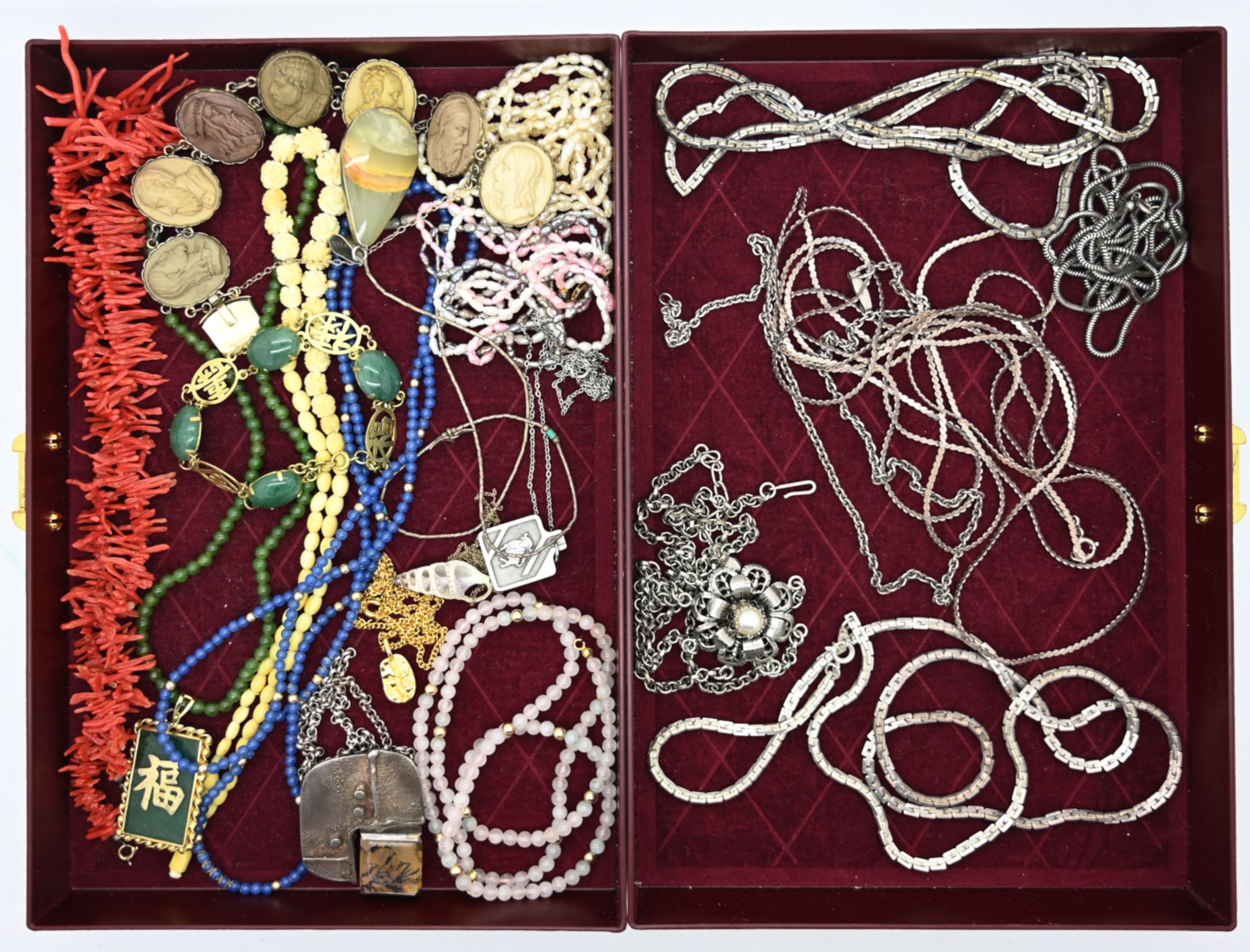 1 Konv. Schmuck Si. Metall Mode u.a. z.T. mit Korallen, Perlen, Granate, Mosaikarbeit, z.T. asiatisc - Bild 2 aus 2