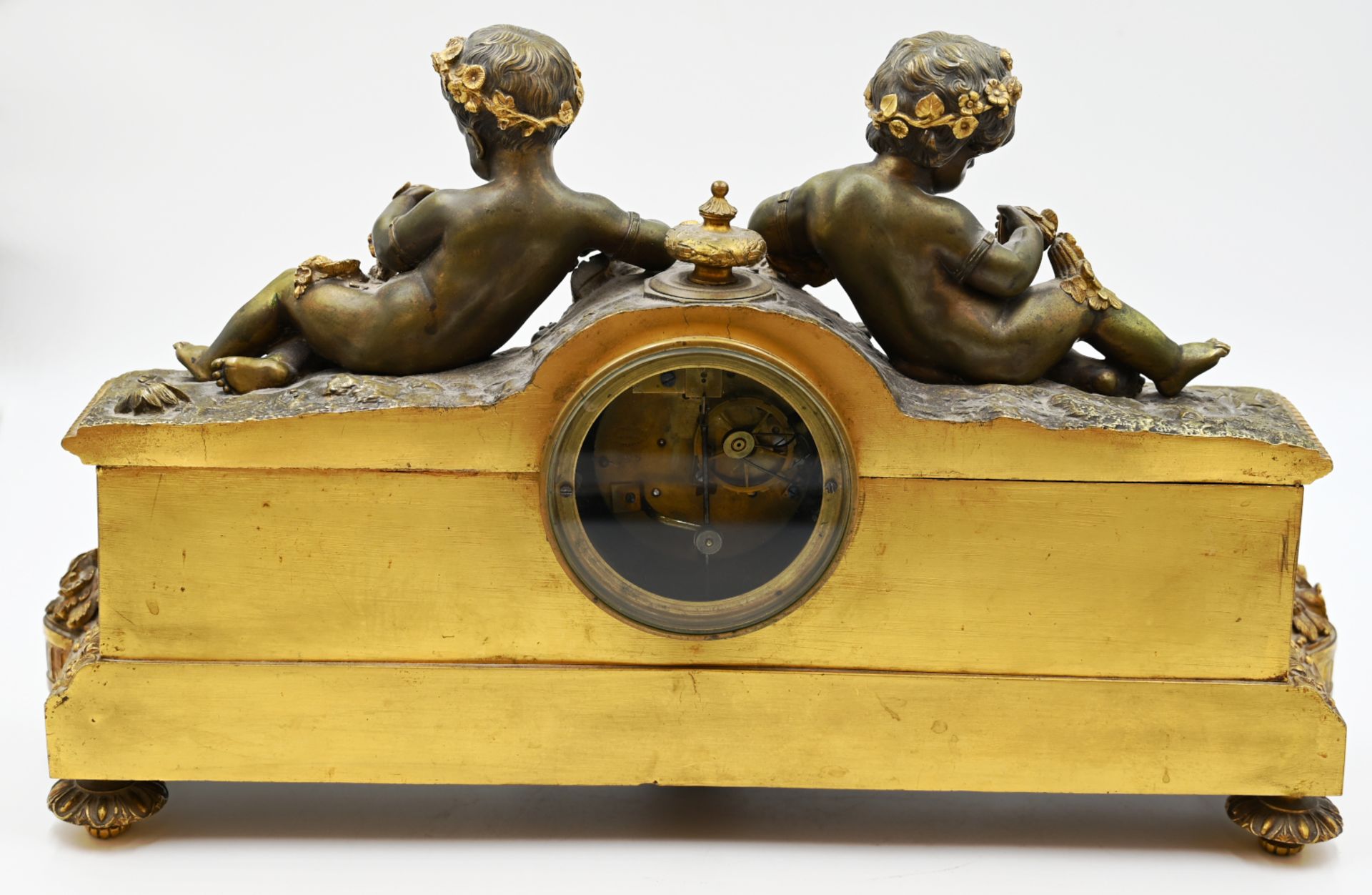 1 prunkvolle Kaminuhr wohl Frankreich, Bronze z.T. vergoldet, auf Messingwerk bez. "Etablissement De - Image 4 of 5