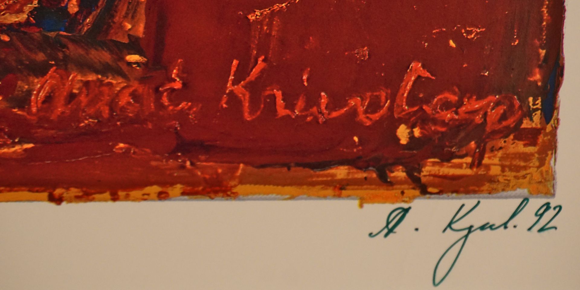 1 Lithographie sign. Anatoliy KRIVOLAP (wohl 1946) dat. (19)92 "Dame mit Hut" / - Bild 4 aus 4