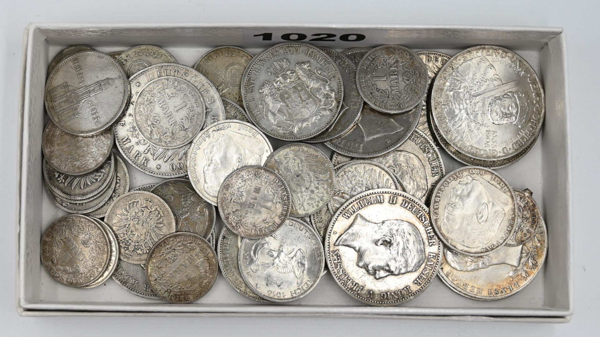 1 Konv. Münzen/ Medaillen Si. u.a. Dt. Reich um 1900, II. WK u.a. (s. §§ 86/ 86a StGB), Zahlgeld je