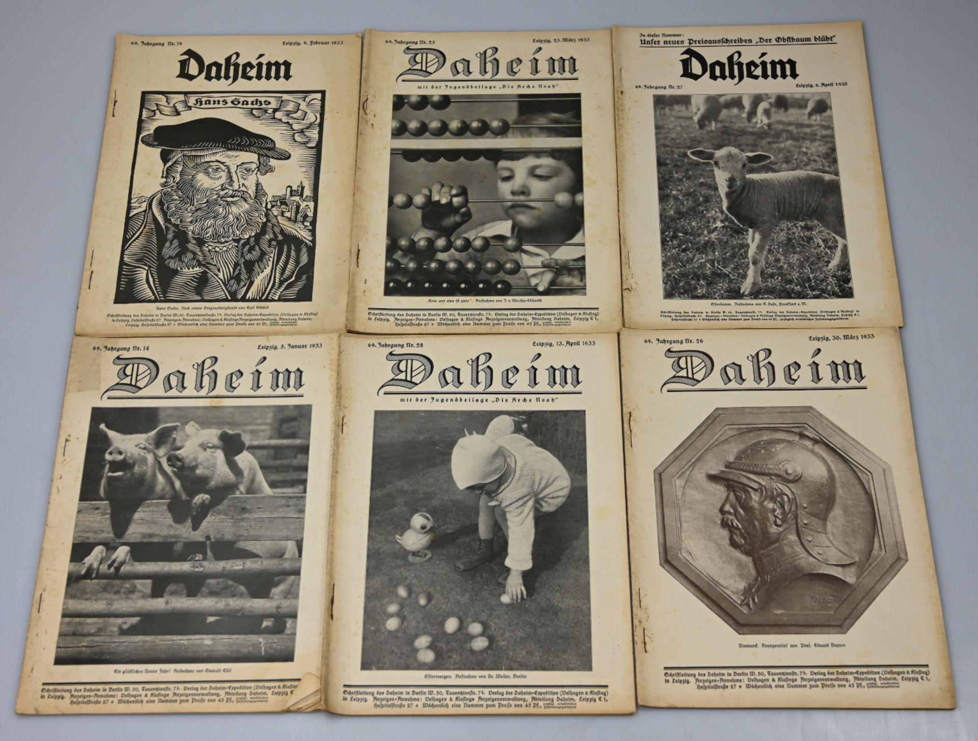1 Konv. Zeitschriften Drittes Reich (lt. EL 200 Stück): "Der Vierjahresplan", "Daheim"; "Wochenblatt
