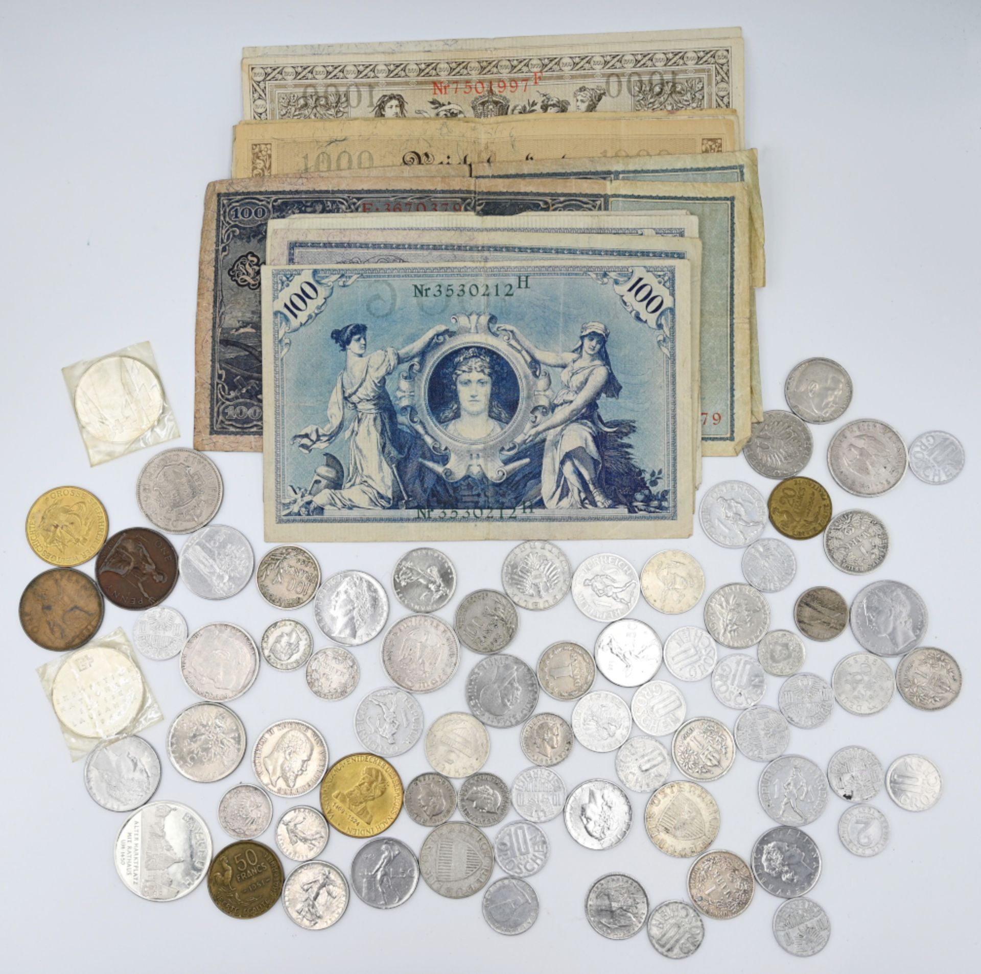 1 Konv. Münzen/ Medaillen Si. Metall u.a. Dt. Reich II. WK (s. §§ 86/ 86a StGB), Zahlgeld Österreich