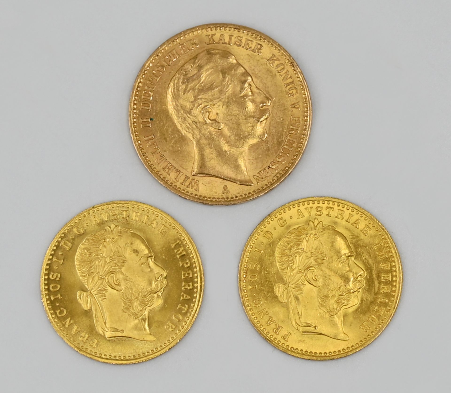 3 Münzen GG: Dt. Reich "20 Mark", Österreich z.T. Gsp.