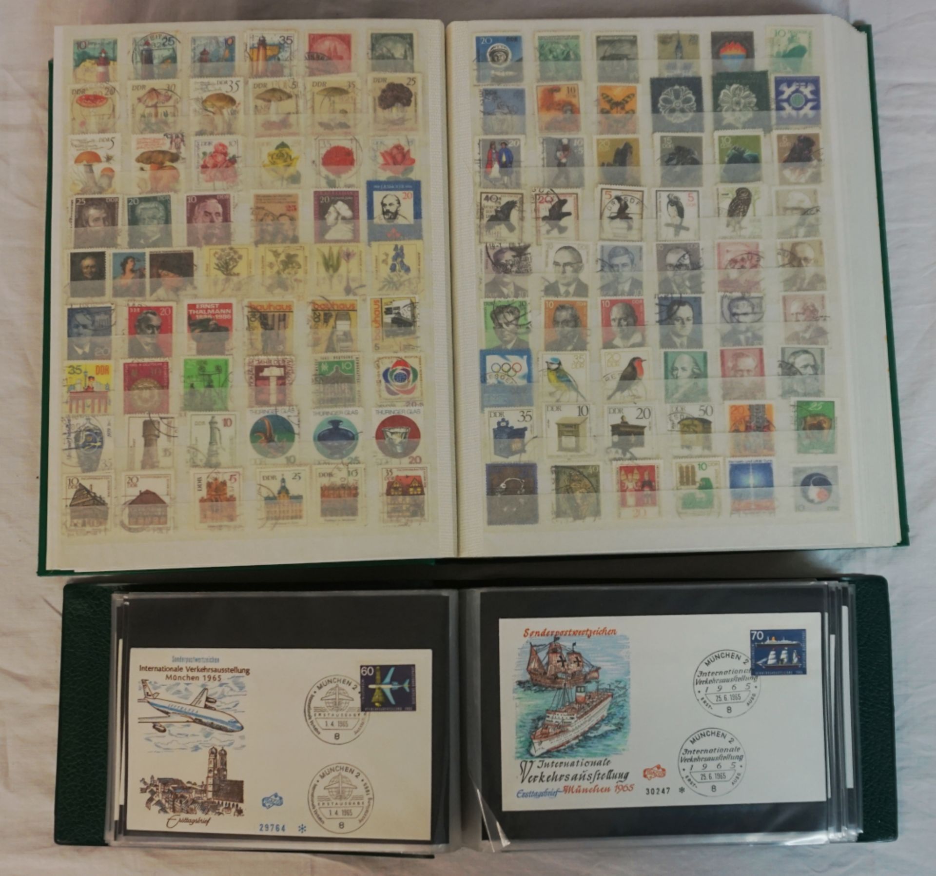 21 Briefmarkenalben mit BRD, DDR, Österreich, Liechtenstein, Schweiz u.a. min Deutsches Reich/um 190