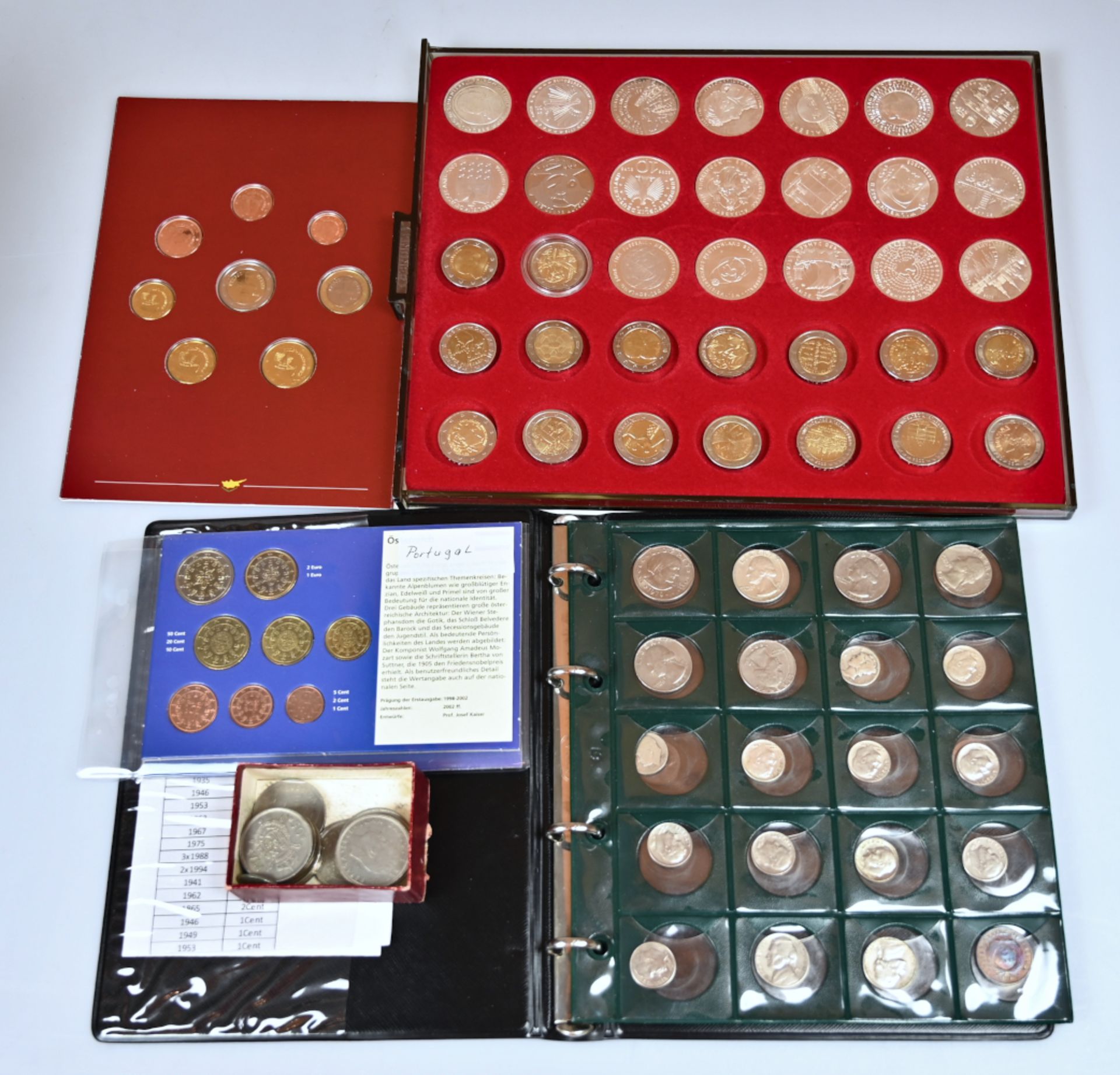 1 Konv. Münzen/ Medaillen Si./ Metall u.a. BRD 5/ 10DM/ 10 Euros, Euromünzen versch. Länder (Zypern