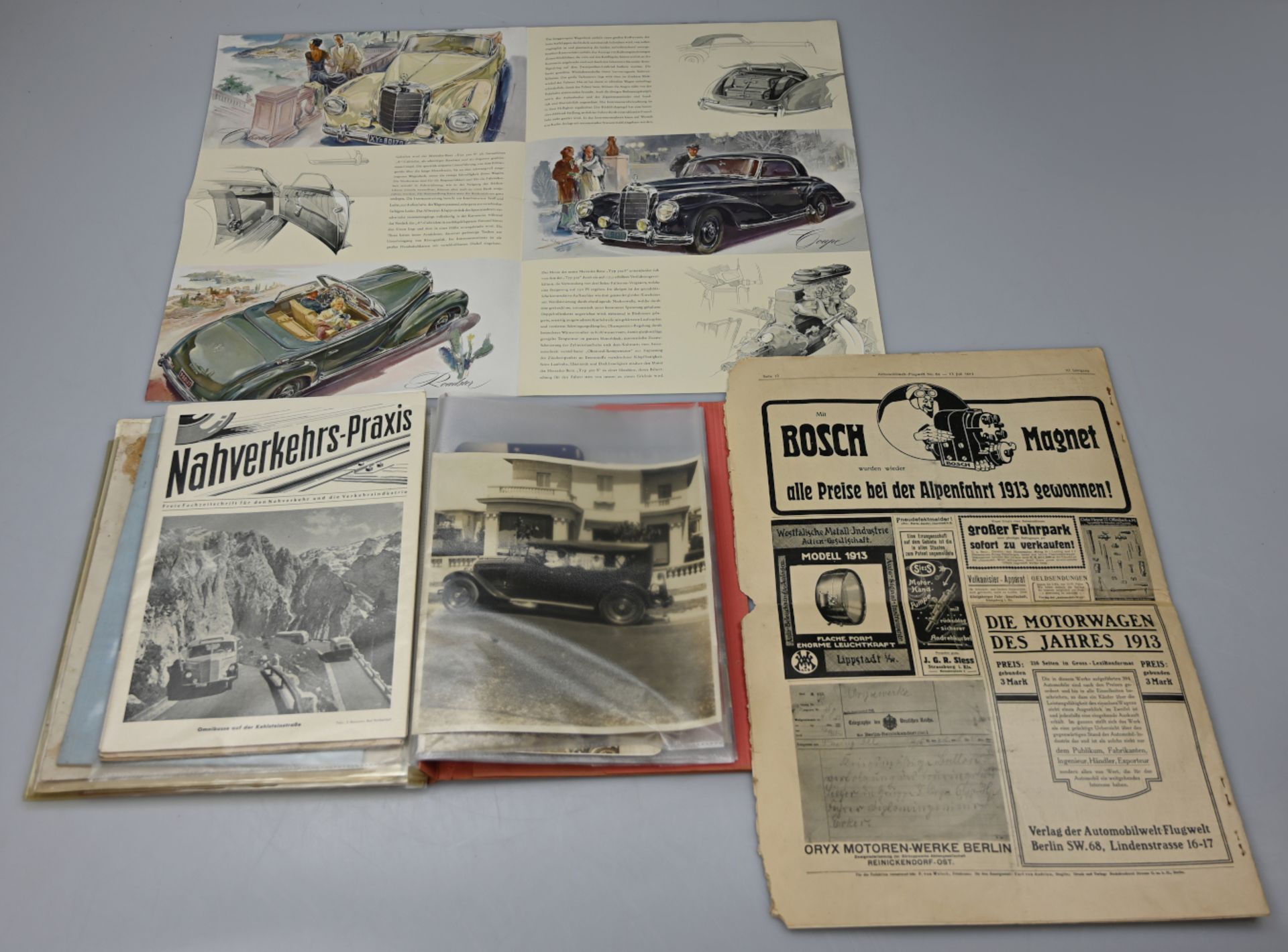1 Konv. Fotographien von Automobilen z.T. Anfang 20. Jh. sowie Prospekte MERCEDES BENZ "Typ 300S" - Image 4 of 4
