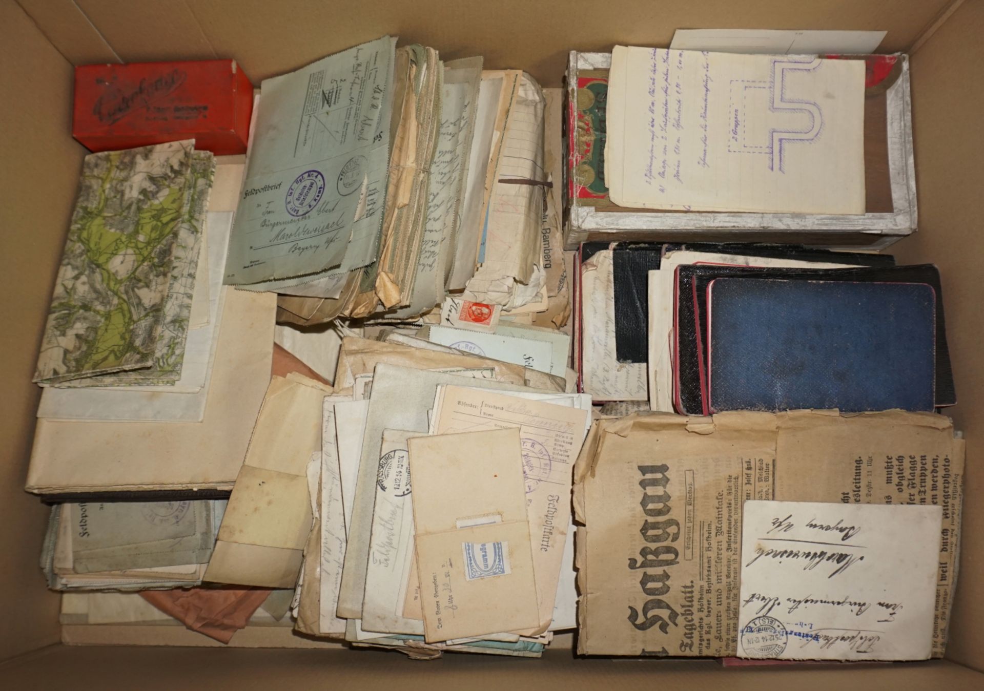 1 Konv. Feldpostbriefe/-postkarten 1. WK mit handschritflichen Notizbüchern, u.a., z.T. besch., je A - Bild 2 aus 2