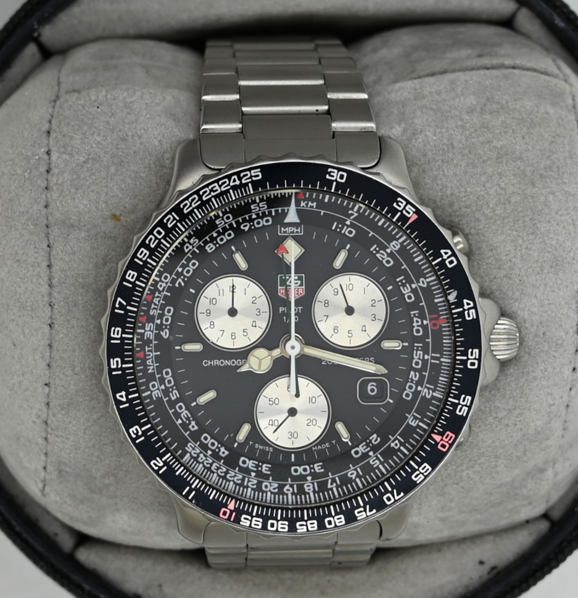 1 Herrenarmbanduhr TAG HEUER "Pilot 1/10" Chronograph 200 Meter Edelstahl mit Zertifikat