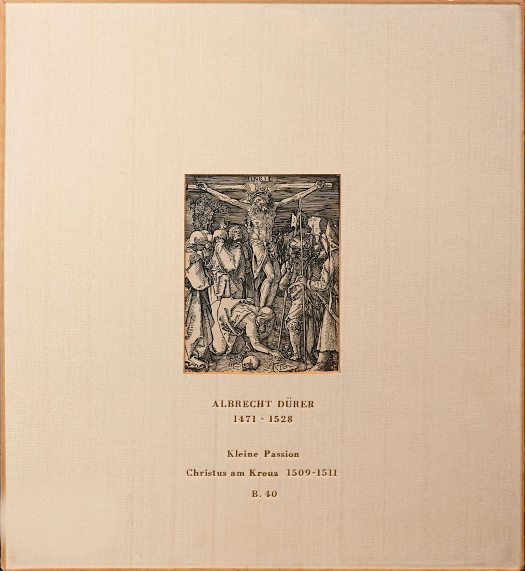 1 Holzschnitt Mitte u. monogr. AD (wohl Albrecht DÜRER, Nürnberg 1471-1528) "Christus am Kreuz" - Image 2 of 6