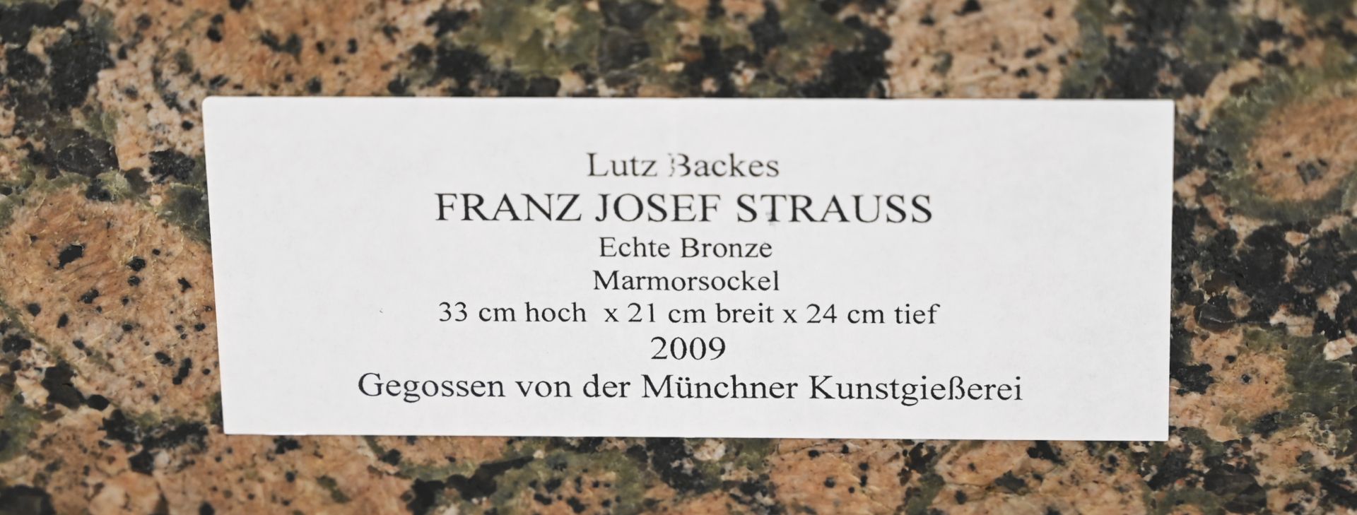 1 Bronzebüste rücks. monogr. L. BA (wohl Lutz BACKES *1938) "Franz Josef Strauss" - Image 5 of 6