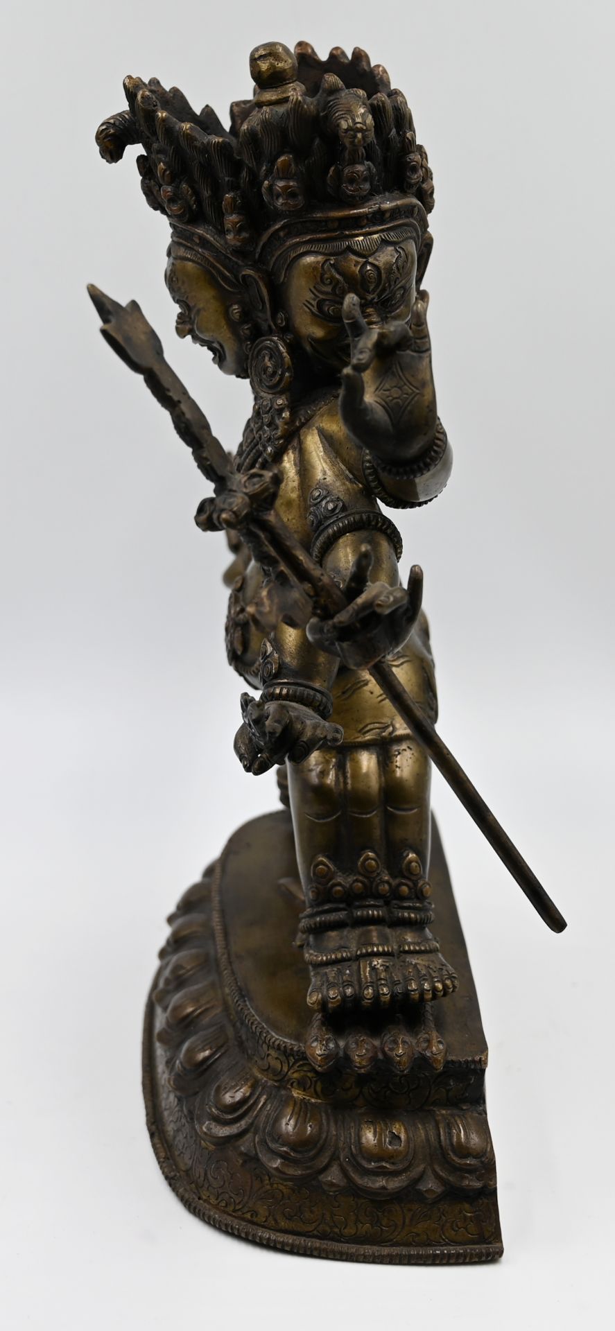 1 Figur Messing 20. Jh. wohl "Tibetische Gottheit Mahakala" H ca. 23cm, ber., Asp. - Image 4 of 4