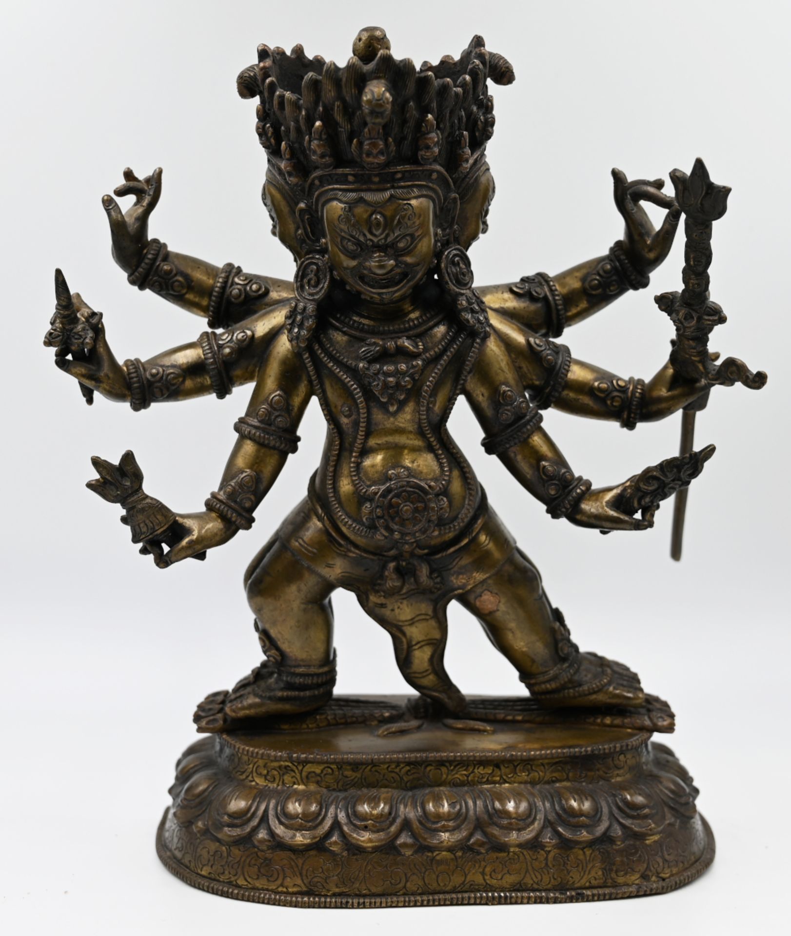 1 Figur Messing 20. Jh. wohl "Tibetische Gottheit Mahakala" H ca. 23cm, ber., Asp.