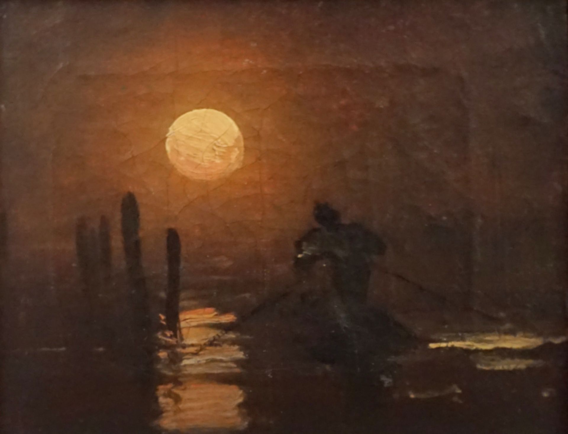 1 Ölgemälde "Mondschein über Venedig", rückseitig bez. Anton ROMAKO (wohl 1832-1889),