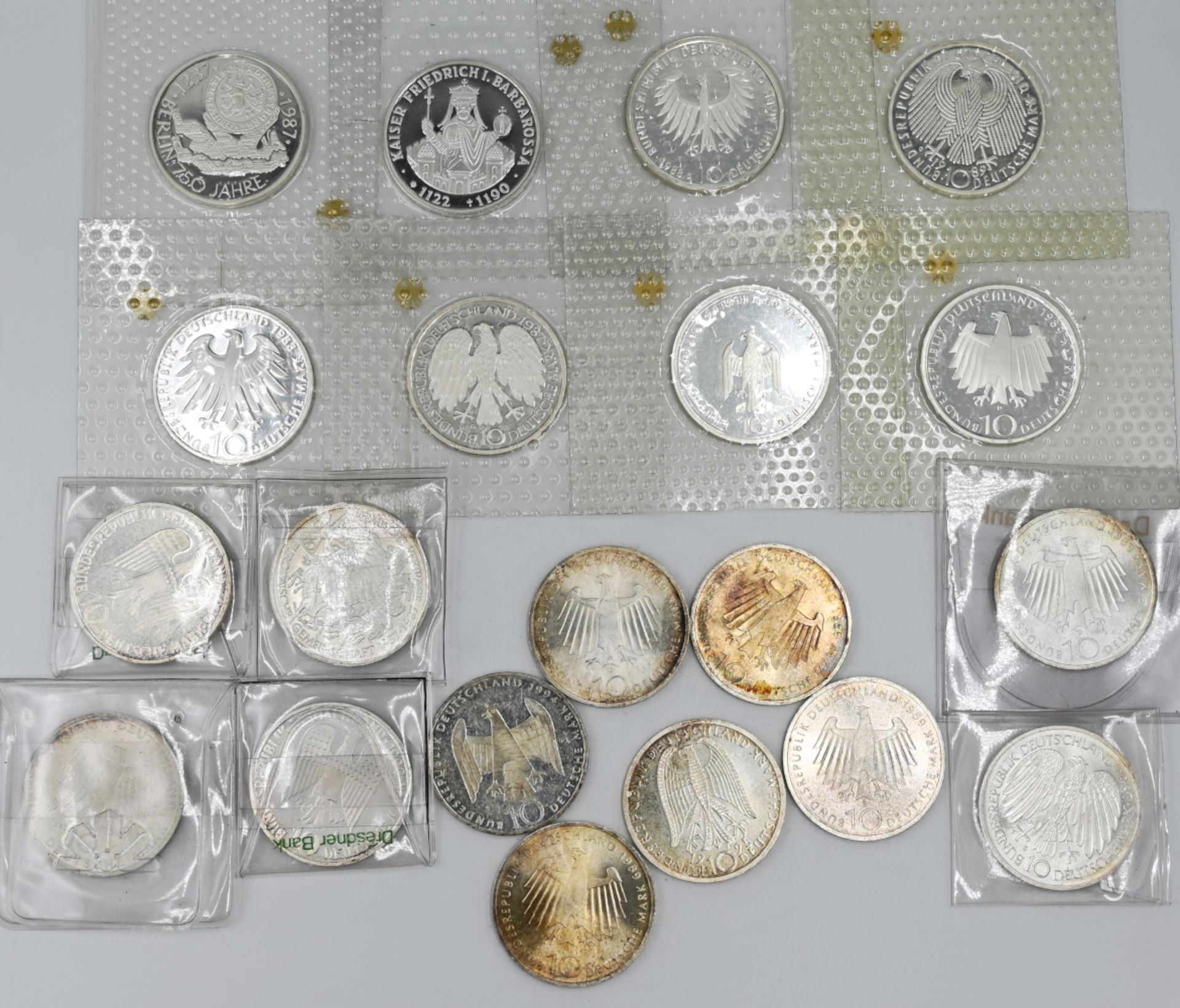 1 Konvolut Münzen/ Medaillen: Silber u.a., BRD 5/ 10DM u.a., z.T. polierte Platte, Asp./ Gsp. - Bild 2 aus 2