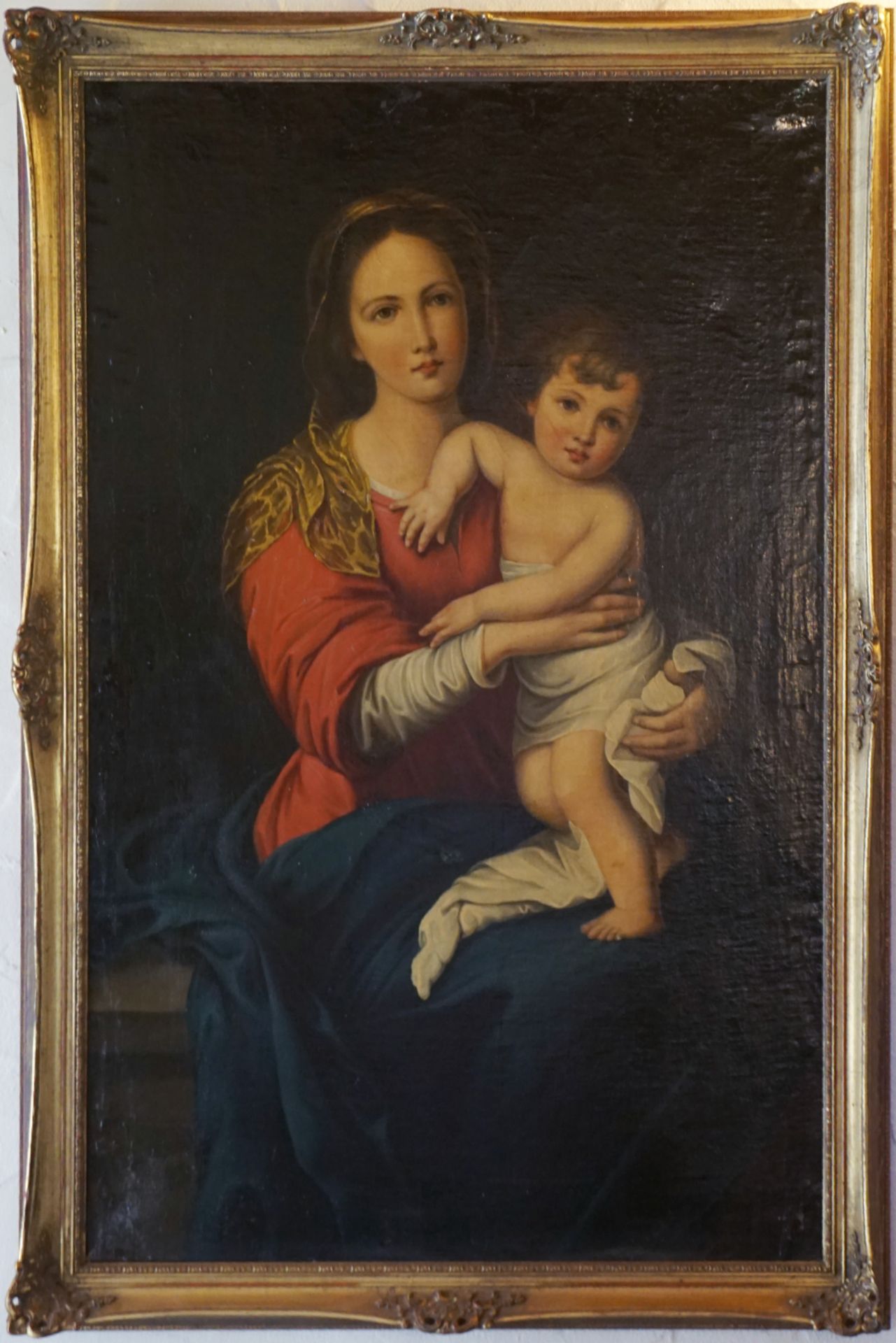 1 Ölgemälde unsign. "Maria mit Kind" 19./20. Jh., wohl Kopie nach Bartolomé Esteban MURILLO - Bild 2 aus 3