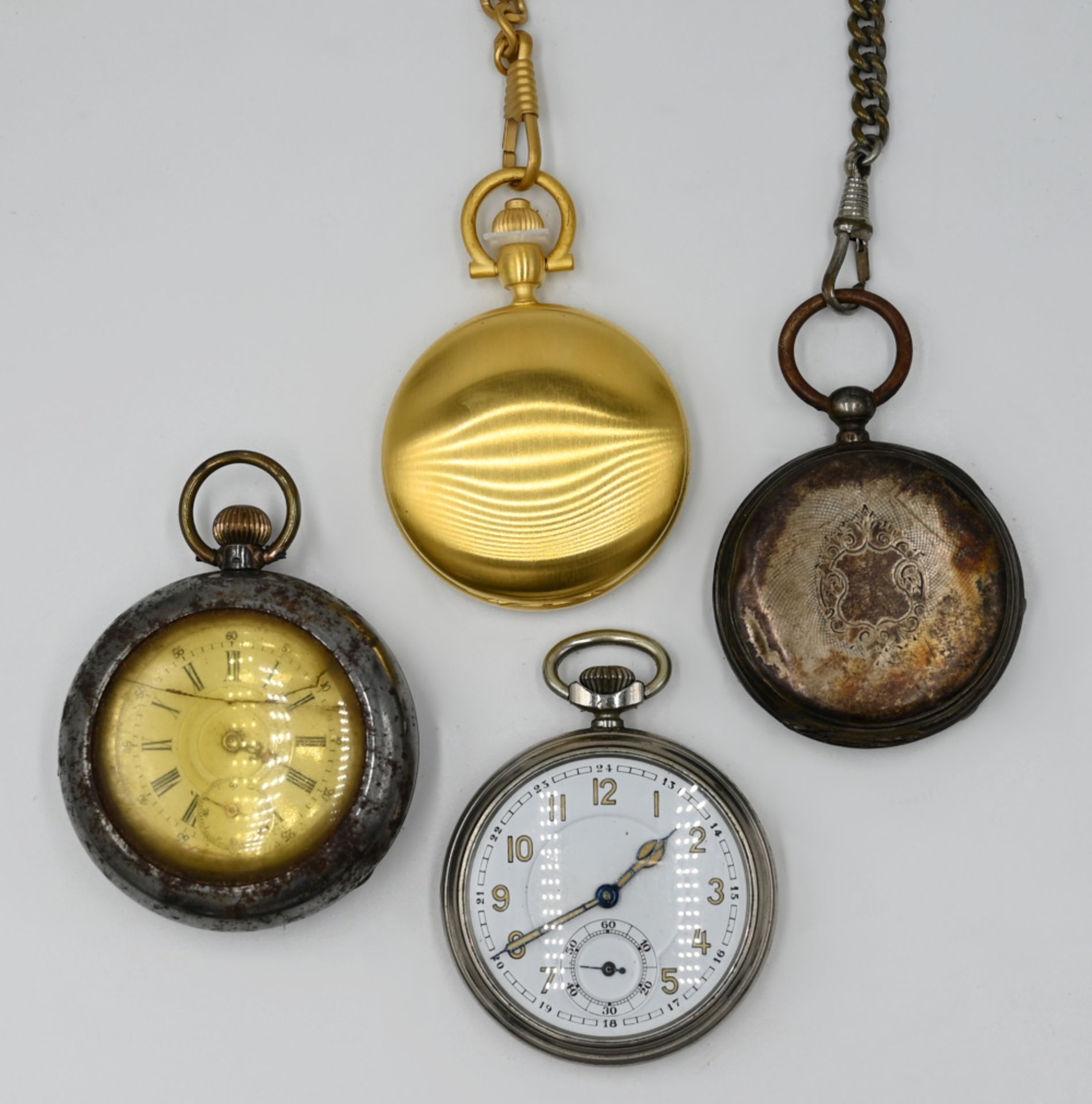 1 Taschenuhr Silber um 1900 besch. sowie 1 Konvolut Armband-/ Taschenuhren Metall z.T. vergoldet - Bild 2 aus 2
