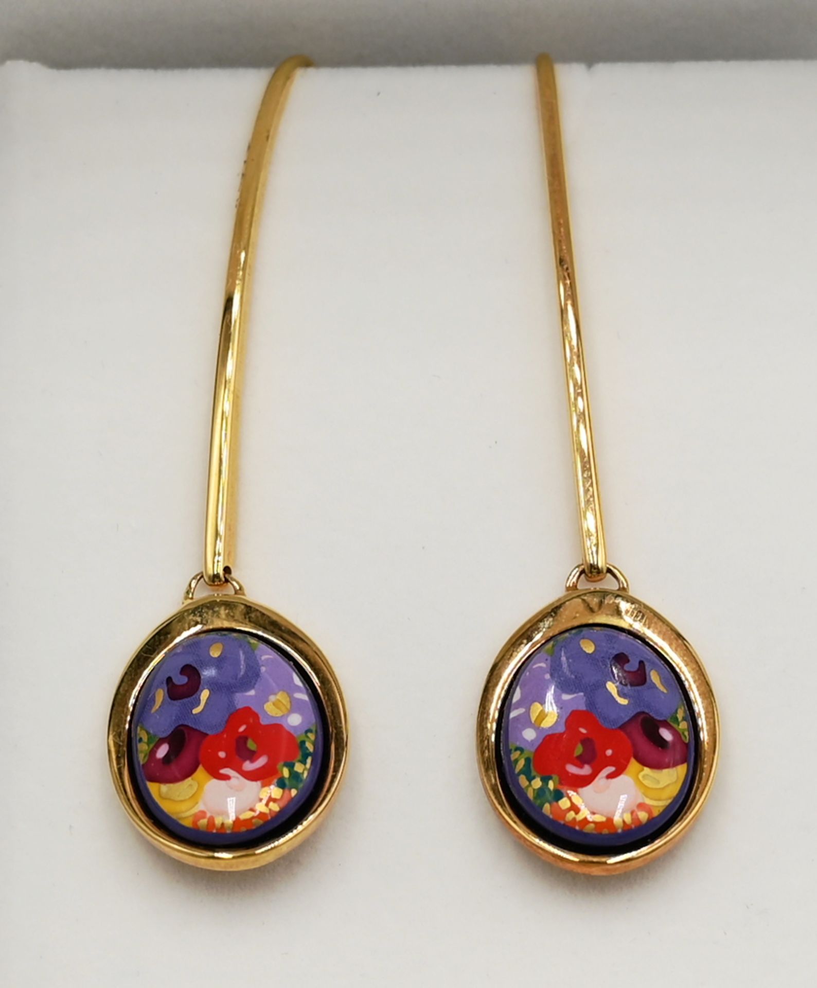 1 Paar Ohrringe FREY WILLE Metall vergoldet, aus der Serie "Floral Symphonie", Gesamtlänge ca. 6cm,