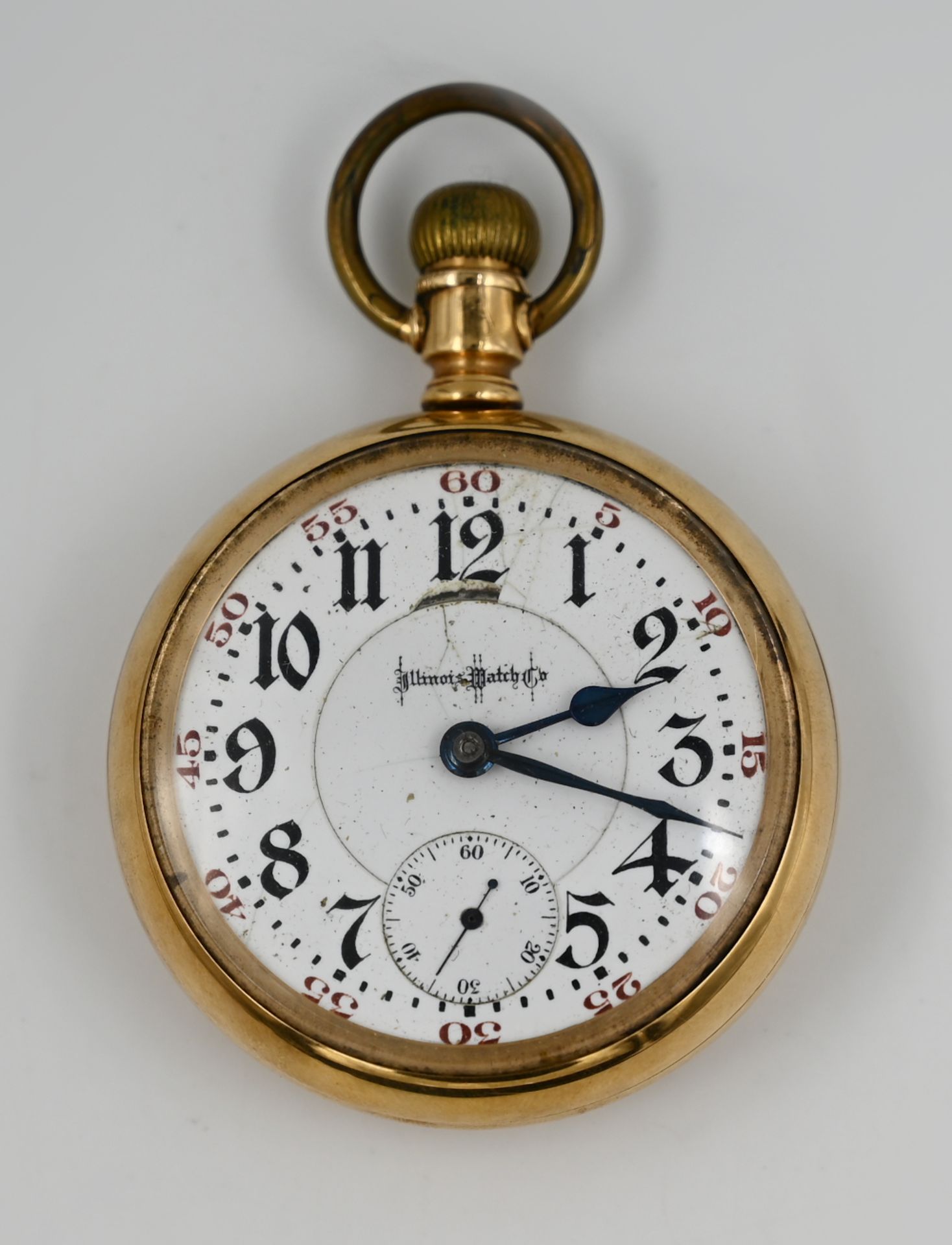 1 Herrentaschenuhr ILLINIOS WATCH CO innen gestempelt "14K", Zifferblatt besch., um 1900