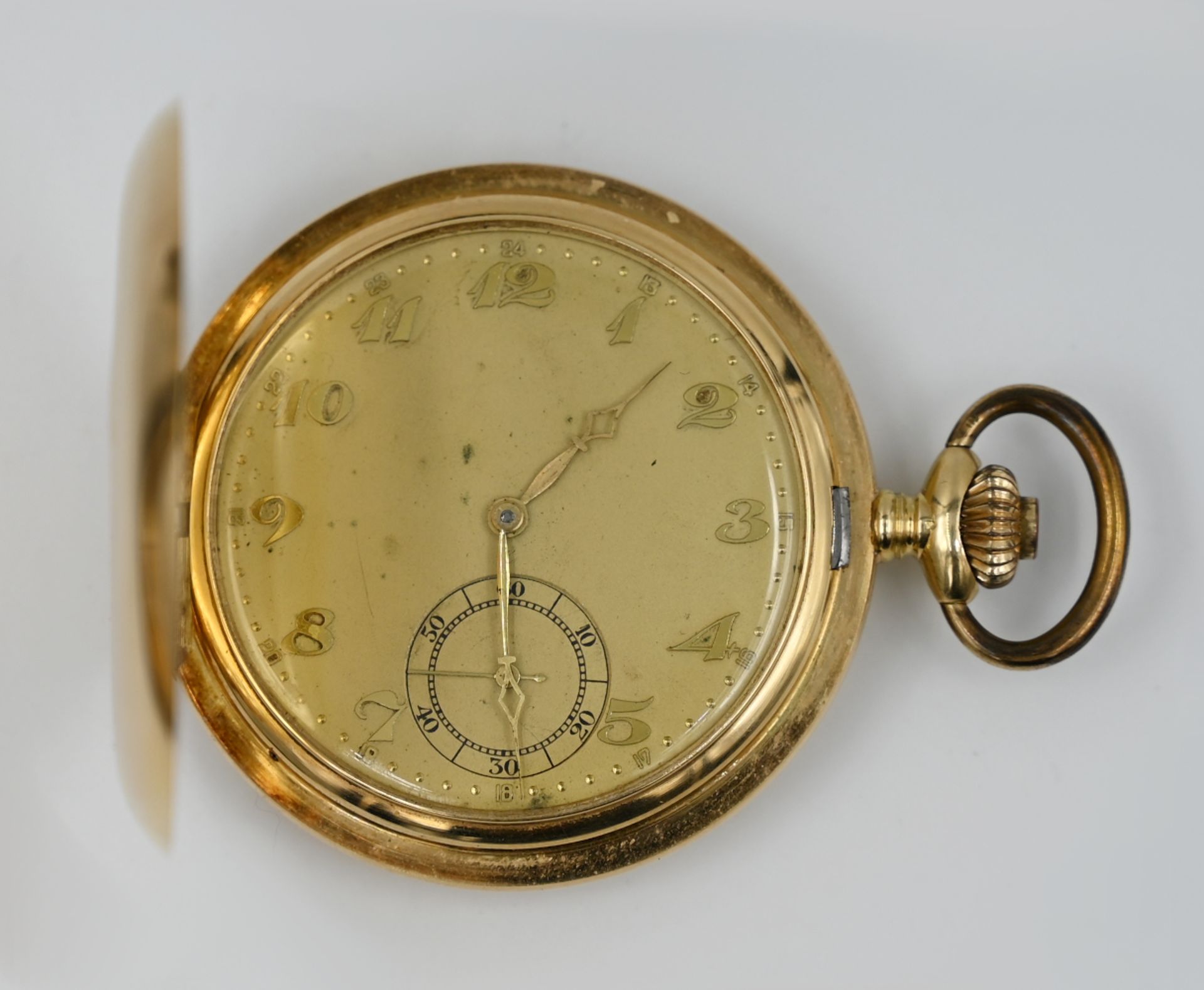 1 Herrentaschenuhr GG 14ct. "In Anerkennung ...... 1930" Gsp./ Delle in der Schatulle - Bild 2 aus 2