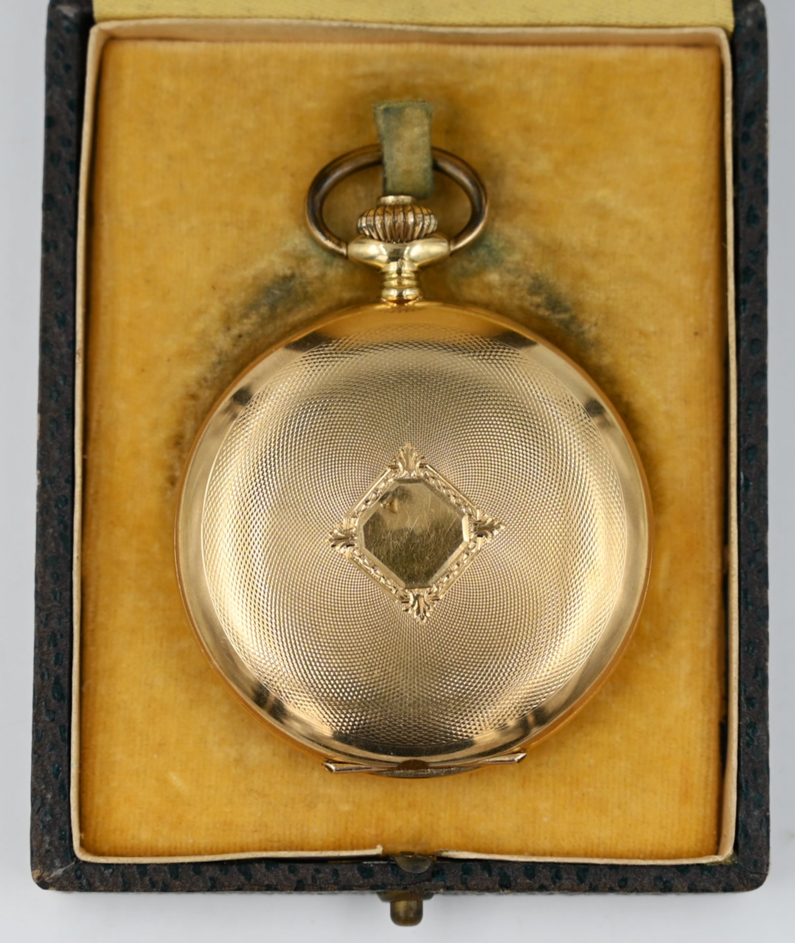 1 Herrentaschenuhr GG 14ct. "In Anerkennung ...... 1930" Gsp./ Delle in der Schatulle