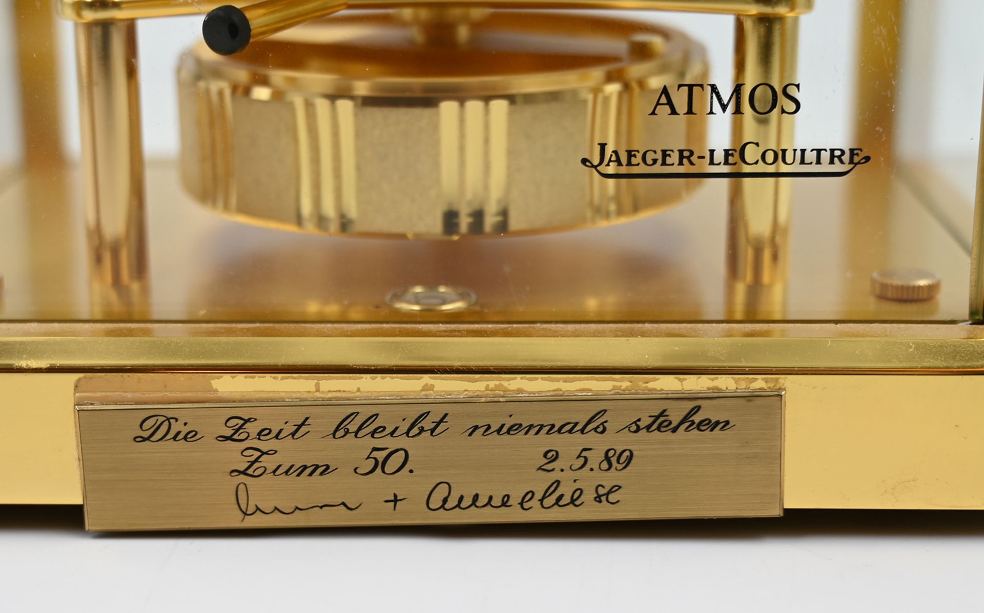 1 Tischuhr JAEGER LeCOULTRE "Atmos", Swiss, vergoldetes Messinggehäuse, Werk mit 13 Jewels, - Image 5 of 5