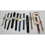 1 Konvolut Armbanduhren: Metall u.a. z.T. mit Lederband, z.B. TISSOT, DIESEL, je neuzeitlich, je Asp