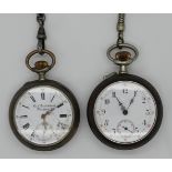 1 Taschenuhr Silber 800/ Metall C. BREITSCHWERDT, 1 Taschenuhr Metall, je Uhrkette, je um 1900, sich