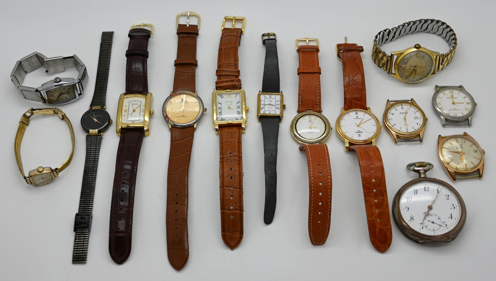 1 Taschenuhr um 1900, Silber, besch., 2 Armbanduhren jeweils JUNGHANS, jeweils Metall z.T. vergoldet