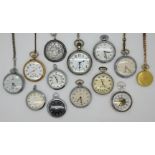 1 Konvolut Taschenuhren u.a. Metall, z.T. vergoldet, z.T. mit Uhrketten, jeweils Asp./ Gsp.