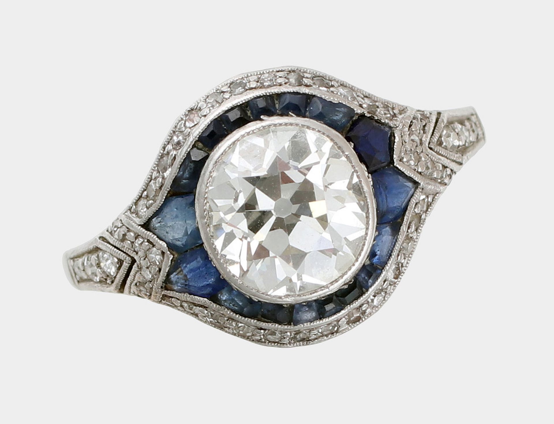 Ring, um 1930-40, 21,6 K WG oder Platin