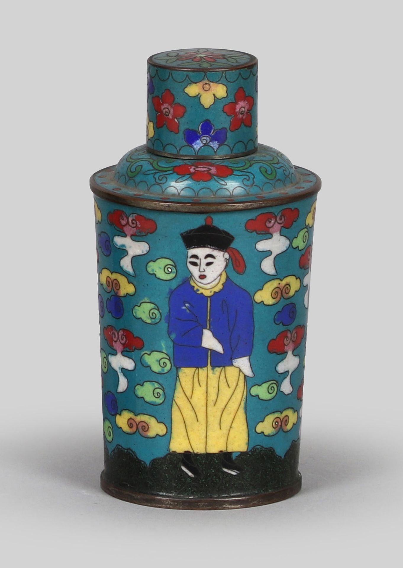 Cloisonné-Teedose, 19.Jh., China