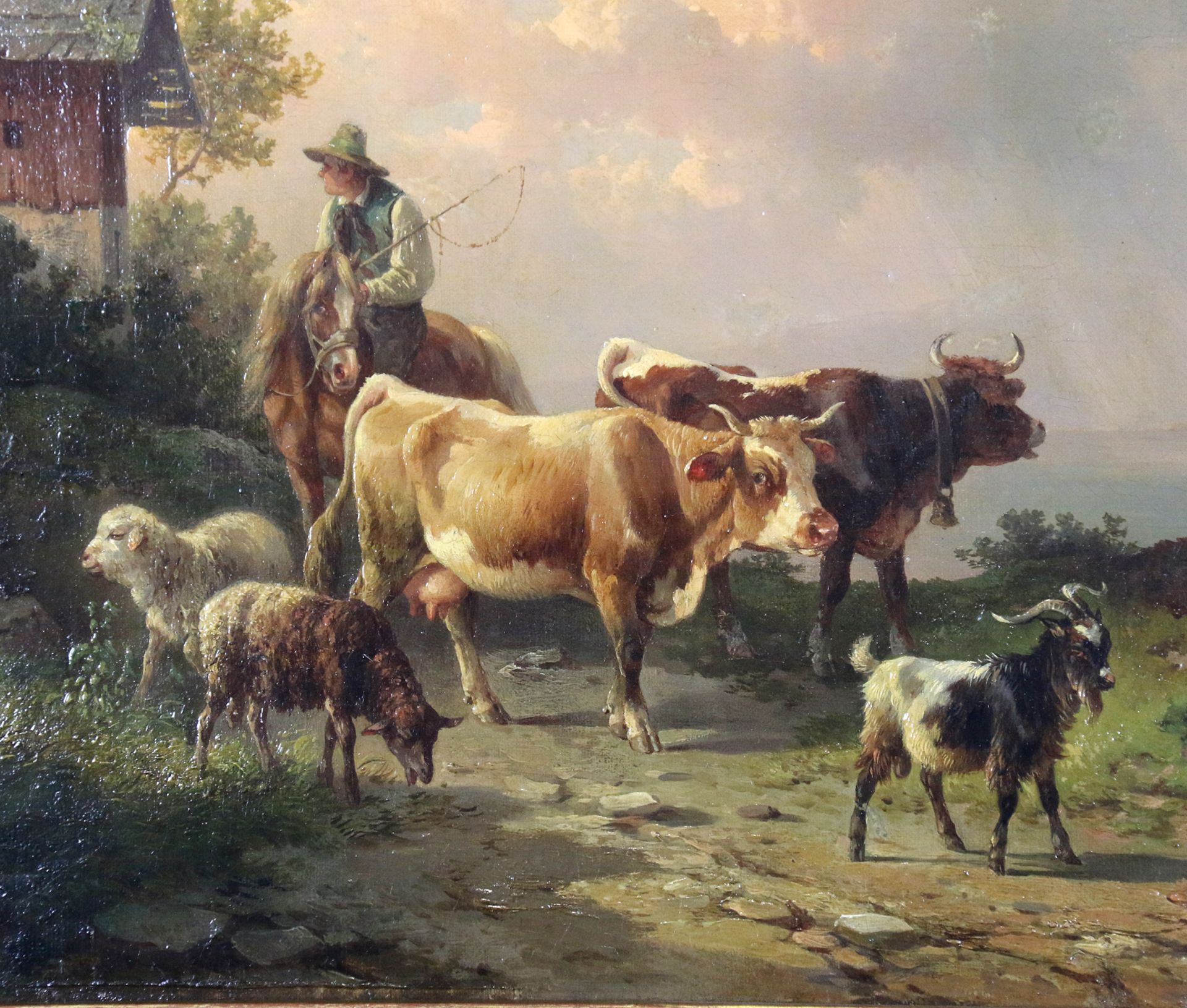 Edmund Mahlknecht - Bauer mit Kühen, Schafen und Ziege am Gebirgssee - Image 2 of 8