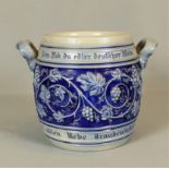 Historismus Rumtopf Westerwald, blaugraue Keramik Salzlasur um 1880 deutsch, hellgrauer Scherben, b