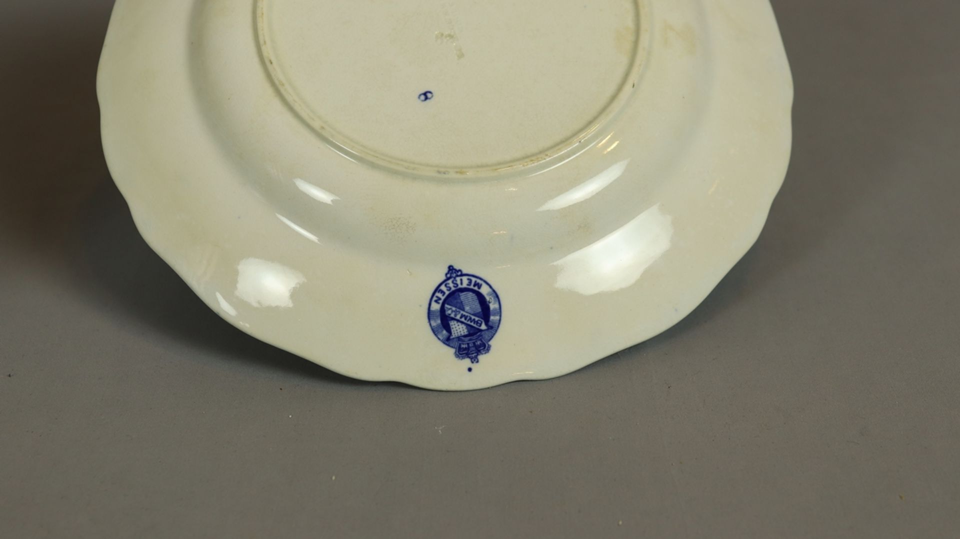 14 Essteller Zwiebelmuster Stadt Meißen, Keramik um 1900, weißer Scherben, blau weiß verziert, brei - Bild 2 aus 2