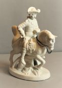 Der "Alte Fritz" auf dem Pferd reitend, Manufaktur Neundorf, 1.Hälfte des 20.Jh., weißer Scherben l