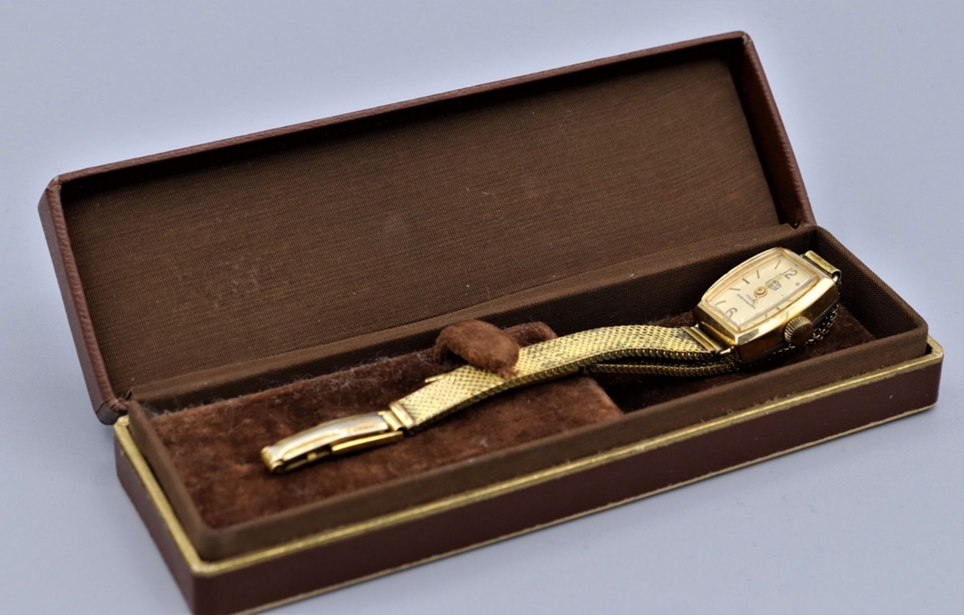 Damen Armbanduhr, Ruhla der 50er Jahre, Armband wie Gehäuse Gold/Double, hartvergoldet, - Bild 3 aus 3
