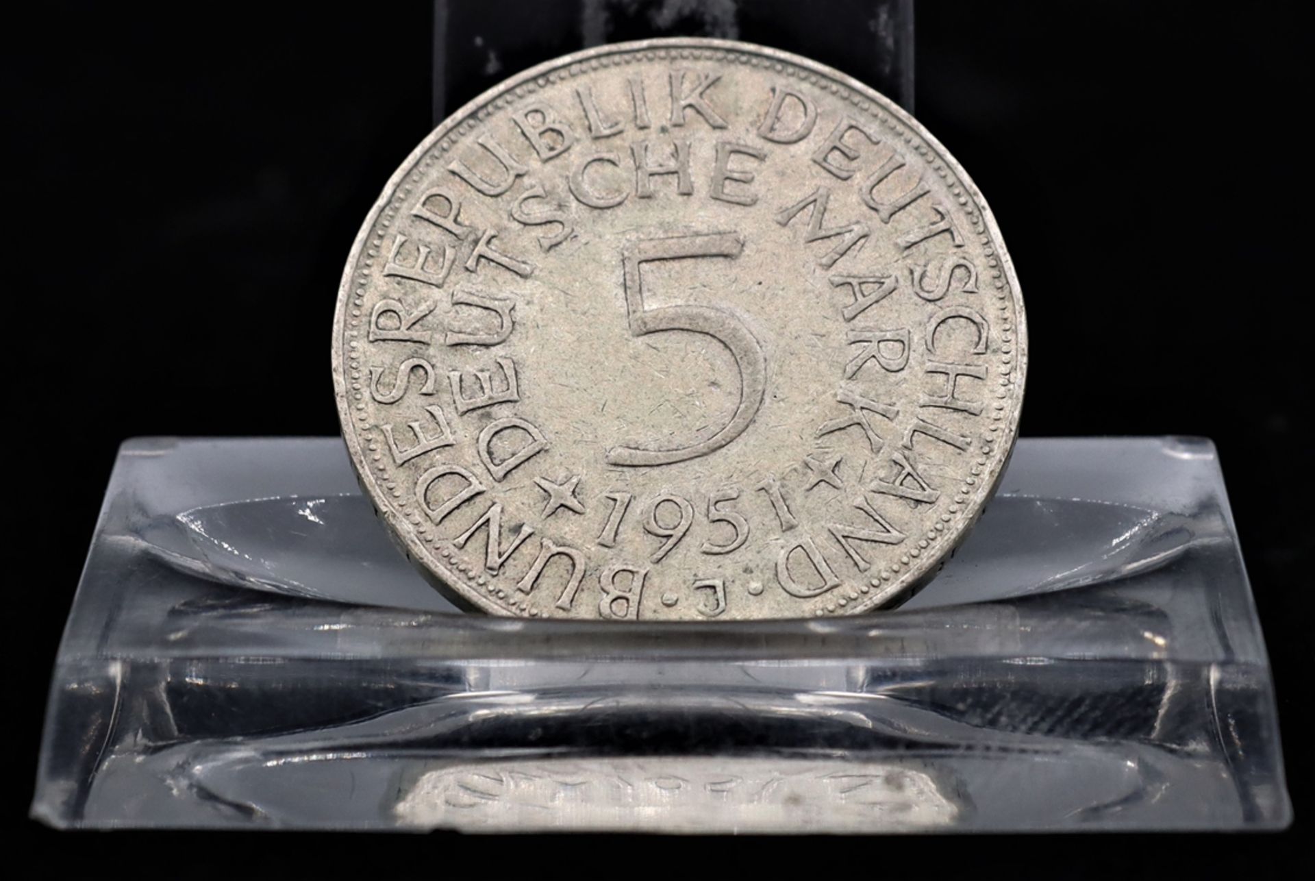 Münze 5 Mark 1951, Prägung F für Stuttgart, Umlaufmünze,