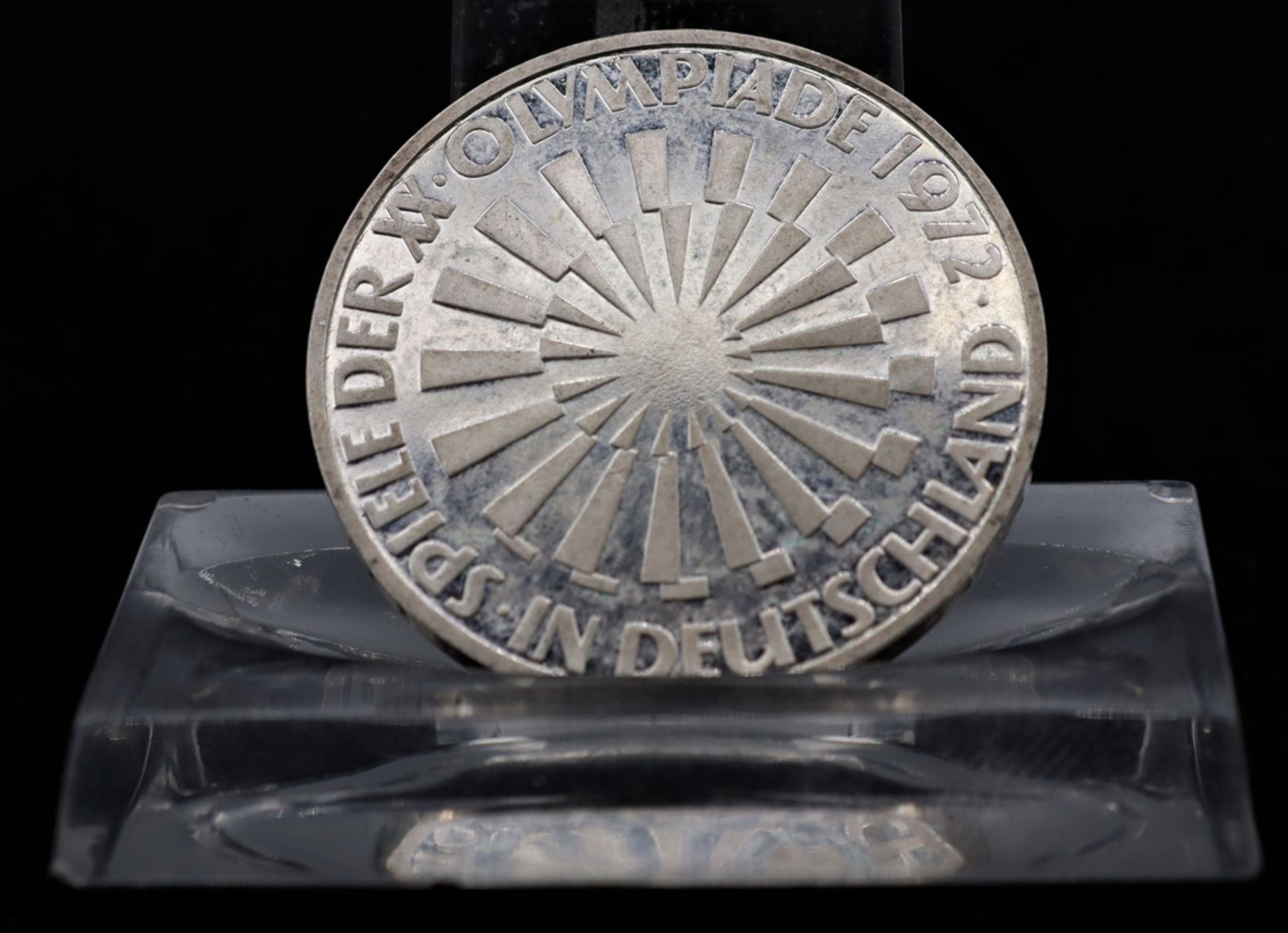 Silbermünze 10 Mark 1972,  Olympiade München, Prägung G für Karlsruhe, Umlaufmünze, - Bild 2 aus 2