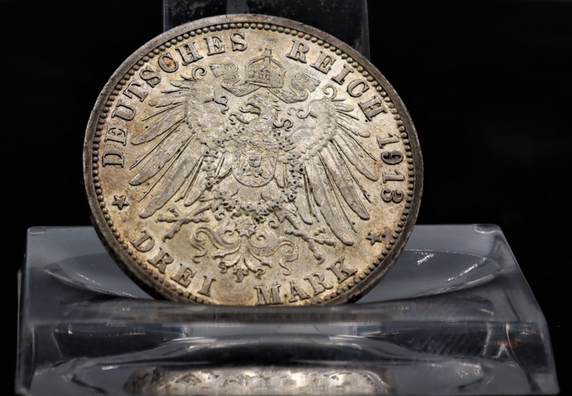 Silbermünze 3 Reichsmark 1913 Preußen, Prägung A für Berlin, Umlaufmünze,
