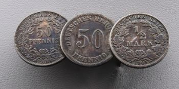 Deutsche Münzbrosche, Silbermünzen um 1900, patriotisch 