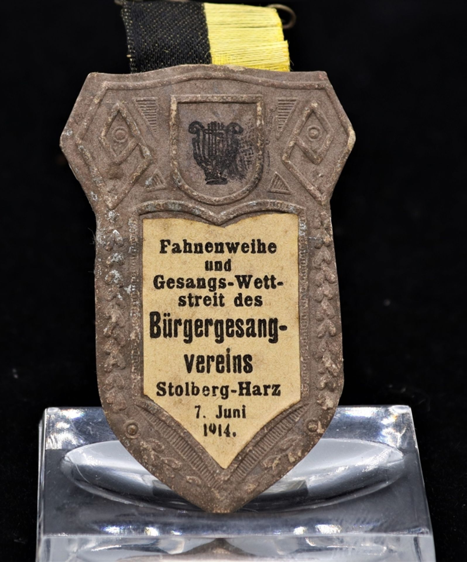 Anstecknadel, Fahnenweihe Bürgergesangs-Wettstreit, Stolberg 1914,